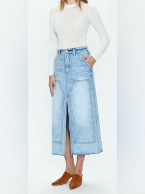 Pistola Alice Workwear High Rise Midi Denim Skirt Coastal NWT Size 26